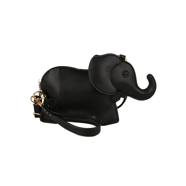 Mujer Elefante Color Sólido Messenger Bag Mini Bolsos Pulsera (negro)