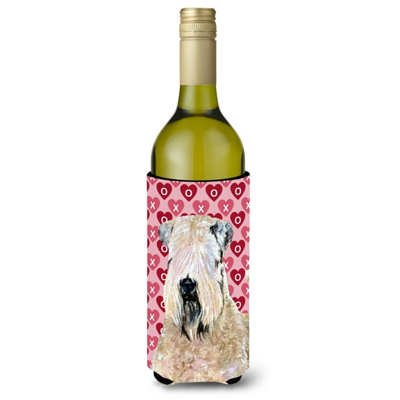 Wheaten Terrier Soft Coated Hearts Love Valentines Wine Bottle Hugger