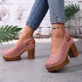thumbnail image 6 of Miluxas Women's Solid Color Platform Slingback High Heels Ladies Closed Pointed Toe Pump Shoes Pink 9.5(43), 6 of 9