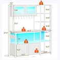 thumbnail image 2 of Itaar Bakers Rack with Power Outlet and LED Light, 45.3 Inch Farmhouse Coffee Bar Cabinet, Kitchen Microwave Stand with Storage, Glass Cabinet, Goblet Holder and 8 Hooks (White), 2 of 6