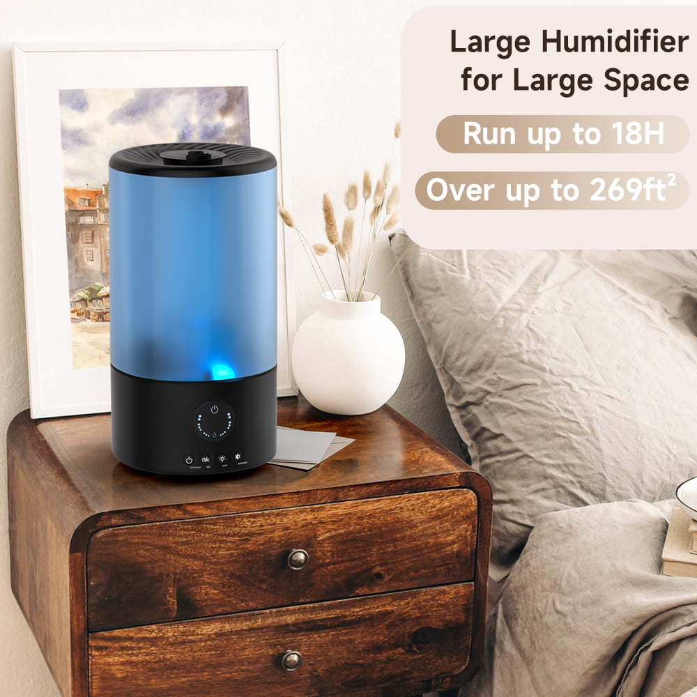 3.2L Cool Mist Ultrasonic Humidifier for Bedroom, Nursery, with 360° Nozzle, Colorful Gradient Light, Auto Shut-Off