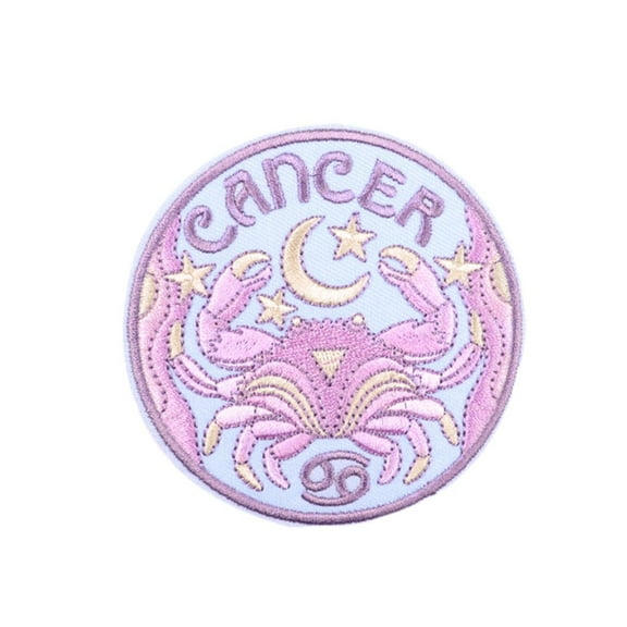 Ruoming 1 PCS Circular Patch  Iron On or Sew On Constellation  Patch Cancer Patch