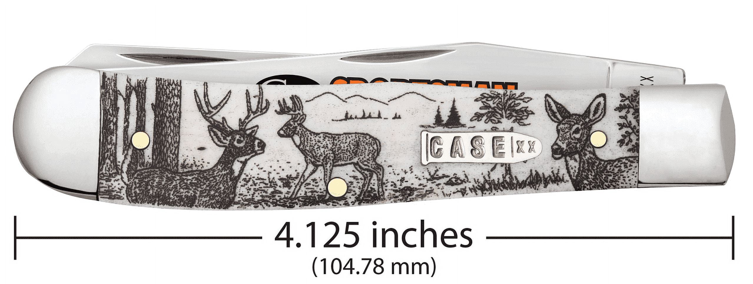 Case Trapper Sportsman Deer Series Pocket Knife 3.27" Clip/Spey Tru-Sharp Stainless Blade Bone Handle Natural