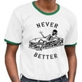 thumbnail image 2 of Never Better Skeleton Ringer Tee Shirt Unisex 2X-Large White/Kelly Green, 2 of 5