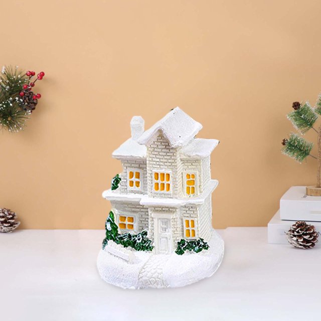 Casa de vacaciones de Navidad Macarena adorno iluminado con LED minifiguras de escena de ciudad estilo E