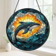 thumbnail image 3 of Stained Glass Whale Suncatcher – Ocean-Inspired Art with Sunburst Design, 3 of 4