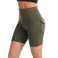 thumbnail image 5 of FAIWAD Short Leggings for Women High Waist Stretch Yoga Pants Butt Lift Workout Joggers Trousers with Pockets (Small, Army Green), 5 of 6