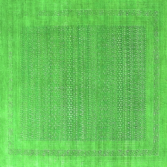 Ahgly Company Indoor Square Oriental Green Industrial Area Rugs, 6' Square