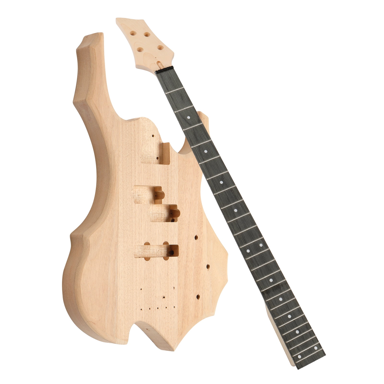 Ktaxon DIY Electric Bass Guitar Kits 4 String with Mahogany Body, Ebony Fingerboard and Maple Nec - Flame