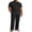 Black, variant on Men's 2 Piece Linen Beach Outfits Short Sleeve Button Down Shirts Loose Pants For Men