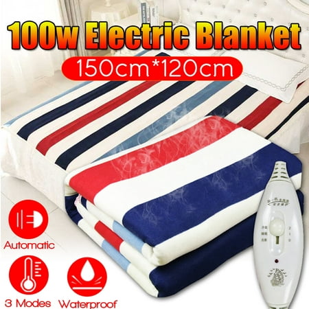 100W 220V Electric Heated Blanket Flannel Warm Pad Winter Cover Heater Fleece Soft Comfort Heating Bed Controller Overheat Leakage Protection Automatic Auto Shut-Off Double