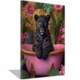 thumbnail image 5 of Mudket Black Panther in Pink Bathtub Tropical Floral Canvas Wall Art, Funny Bathroom Glam Wall Prints Waterproof Canvas for Bathroom Bedroom Home Decor , Framed Ready to Hang - 12"L x 8"W, 5 of 9