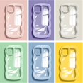 thumbnail image 2 of Funda De Lujo Simple Color Caramelo Borde Ondulado Compatible Para iPhone 11 Pro Max X XS XR 7 8 Plus SE 2 3 Cobertura Completa Wave Edge Anti-Drop Case, 2 of 4