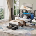 thumbnail image 4 of Satifur Twin Bed Frame with 2 Drawers & Storage Headboard, Platform Metal Bed with 2 USB Ports and Outlets, No Box Spring Needed, 4 of 12