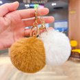 thumbnail image 3 of Queilt 1 Ball Key Chain Bag Plush Car Key Ring Automobile Metal Key Pendant（grey）, 3 of 5