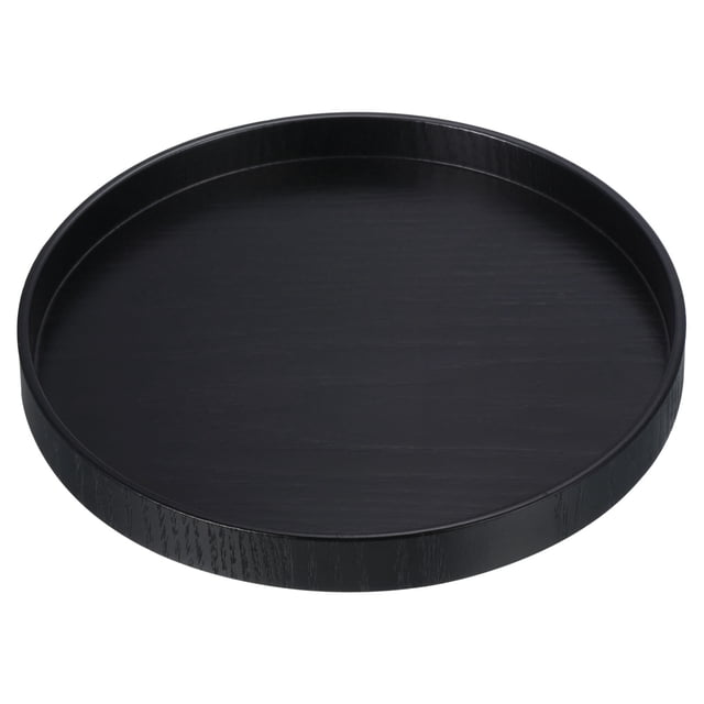 Unique Bargains 8' Round Wood Serving Tray Decorative Platter Home Kitchen Candle, Black