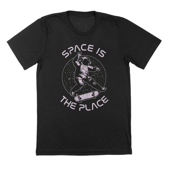 Space Is The Place Pink Humor Graphic Black Mens T-Shirt