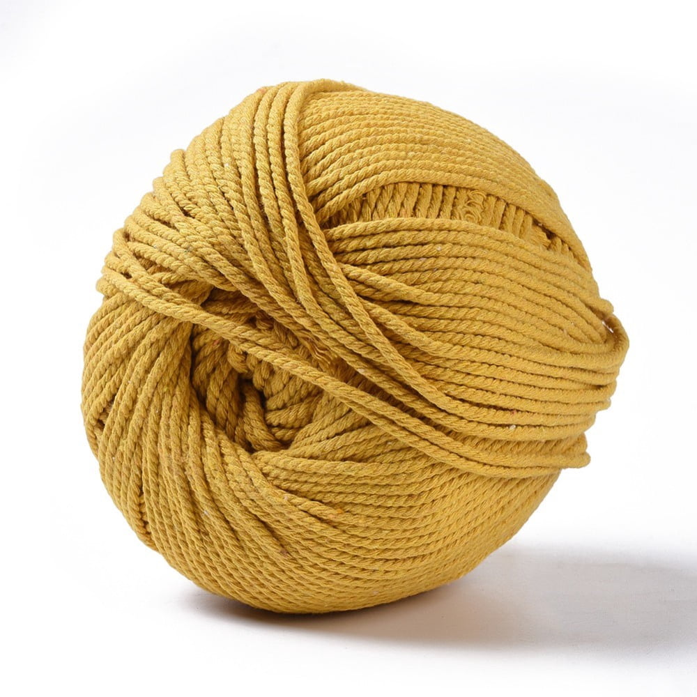 1roll Macrame Cotton Cord Twisted Cotton Rope for Wall Hanging Plant Hangers Crafts and Wedding Decorations Yellow 3mm about 218.72 yards(200m)/roll