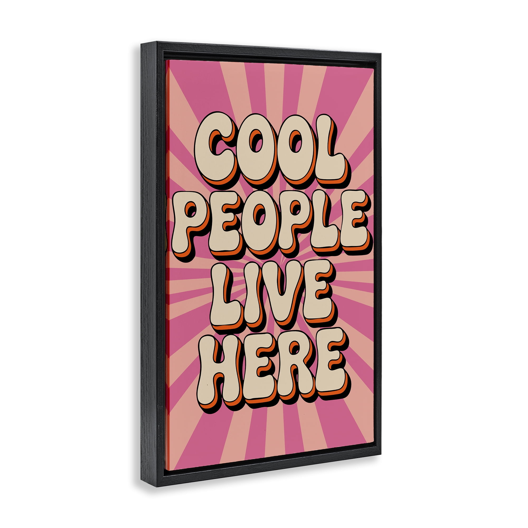 Stupell Industries Groovy Cool People Live Here Black Framed Floater Canvas Wall Art, design by Andreas Magnusson