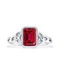 thumbnail image 4 of Solitaire Lab Created Ruby Celtic Ring with Diamond for Women - 2 Carat - AAAA Quality, 925 Sterling Silver, US 4.00, 4 of 8