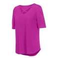 thumbnail image 7 of LEAVINGSUO Summer Tops for Women Ladies Tops Women Casual Short Sleeve Flared Sleeves V-Neck Solid Loose T-Shirt Blouse Tops, 7 of 7