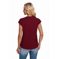 thumbnail image 5 of Ronuti Womens Short Sleeve Tshirts Crew Neck Womens T-shirts with Side Shirring Cruise Clothes for Women Summer Burgundy T-shirts, 5 of 8