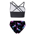 thumbnail image 2 of YEAHDOR Kids Girls 2-Piece Swimsuit Solid Color Crop Top with Bikini Briefs Bathing Suit Beach Wear Black&Night Pegasus 10, 2 of 5