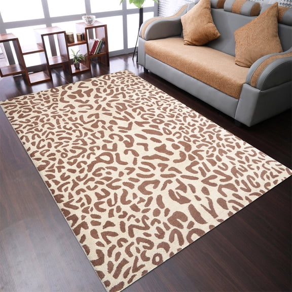 Rugsotic Carpets Hand Tufted Wool Eco-Friendly 5'x8' Area Rugs Rectangle Camel Brown Contemporary Modern High Pile Thick Handmade Anti Skid Indoor Rug for Living Room, Bedroom K00229