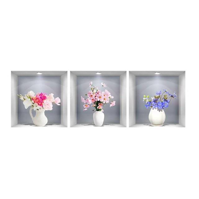 3 piezas de pegatinas de pared para pared, mural de bricolaje, decorativas, despegar y pegar, diseño de flores, calcomanía de pared para casas de