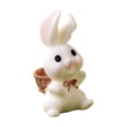 thumbnail image 5 of Easter Bunny Resin Figurines - 5-Pack Cute Rabbit Decor with Carrots & Flowers, Spring Tabletop Ornaments for Home, Party & Easter Decorations, 5 of 6