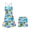 thumbnail image 5 of Yuyamidu Coconut Tree Tennis Golf Dress Hibiscus Sleeveless Athletic Backless Dress for Women Built-in Shorts with Pocket 2 Piece Sets Blue Hawaii Outfits Size M, 5 of 7