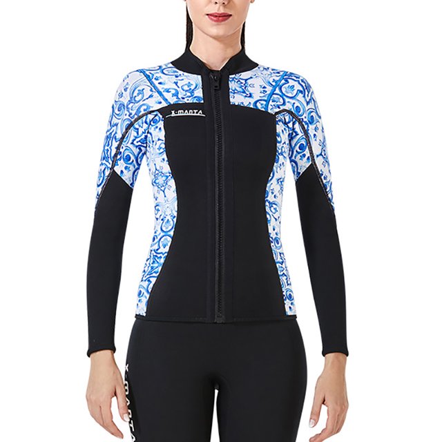 BUCEO SAIL 1.5MM Traje de neopreno Tops Neopreno Mantener caliente Trajes de neopreno Chaqueta Trajes de buceo Traje de surf en canoa para aeróbic acuático Snorkeling Azul L kenally OD003291-18