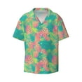 thumbnail image 2 of Lsque Colorful Palm Leaves print Men's Cuban Collar Short Sleeve Shirt Summer Beachwear Casual Button Down Fashionable Vacation Leisure Shirt-X-Large, 2 of 7