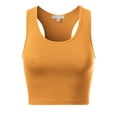 thumbnail image 3 of Made by Olivia Women's Cotton Basic Sleeveless Racerback Sports Crop Tank Top, 3 of 3