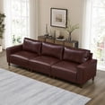 thumbnail image 2 of Mid-Century Modern Faux Leather Sofa, 3 Seats PU Leather Upholstered Couch With Solid Wood Legs For Living Room Apartment Office, 2 of 10