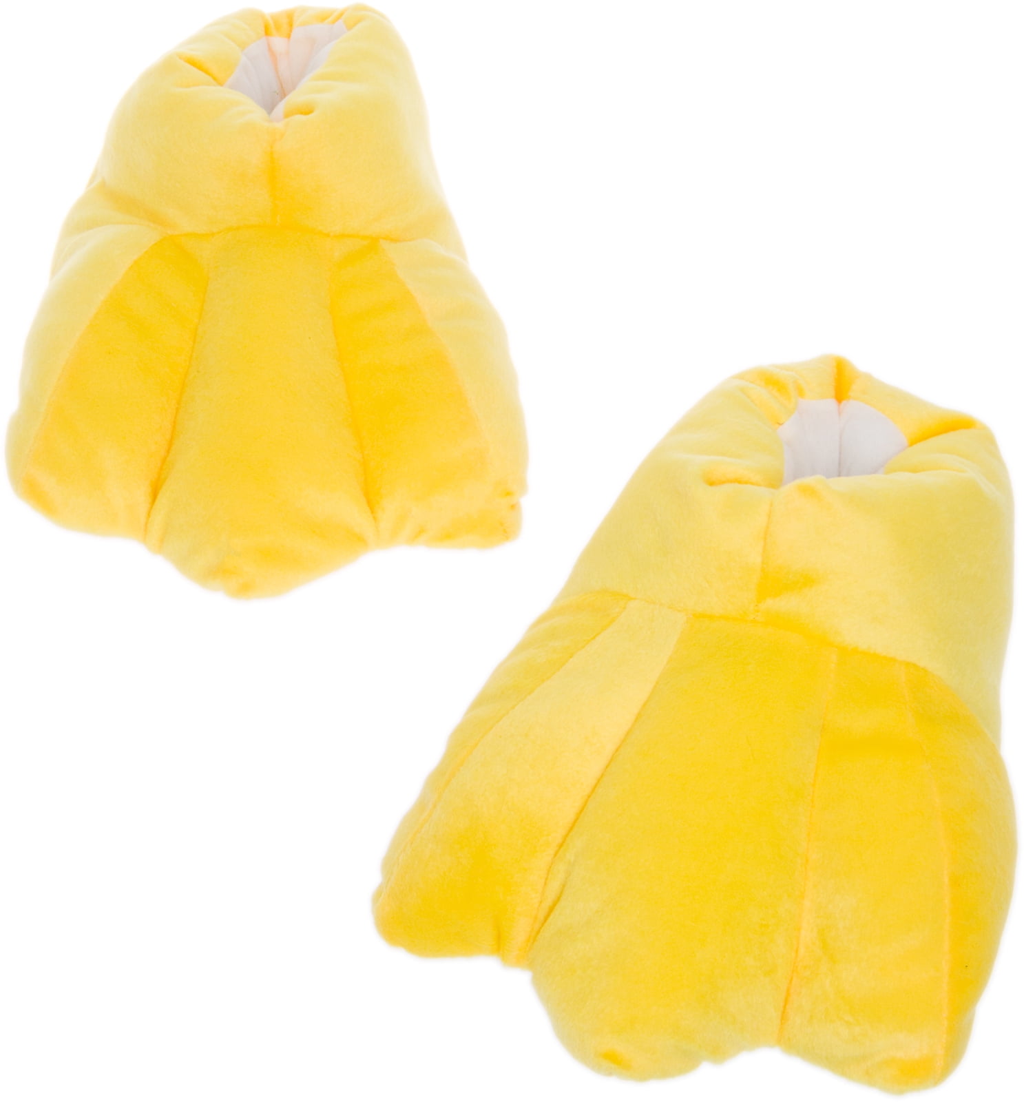 Silver Lilly Duck Feet Slippers - Plush Animal Slippers Novelty House Shoe  (Yellow, Large) 