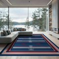 thumbnail image 2 of ODIKA 8'x10' Washable Area Rug Non-Slip Chair-Friendly Mat Striped Border Southwestern Stripes Nested Geometric Mudroom for Dining Room, Large Office, Lounge, 2 of 7