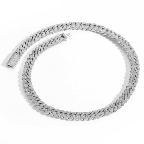 Width 10MM Big Iced Out Chain Link Necklaces, Solid Thick Hip Hop Miami Cuban Link Chain for Men, 16-24 Inch Sparkling Mens Chain Necklace, Gift Box Included