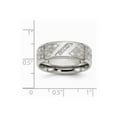 thumbnail image 2 of 7.85mm Stainless Steel Polished and Textured Cubic Zirconia Ring - Size 12.5, 2 of 2