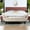 Beige, variant on Navy Blue Velvet Flared Arm Bench For Entryway, 64.5 Inches Length, 17 Seat Height, Two Round Bolster Pillows, Medium Firm Seat, Brown Legs, Mediterranean Flair Foam, Black Legs