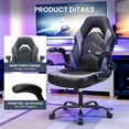 thumbnail image 3 of COCOKUN Gaming Chair with Adjustable PU Leather Seat, Flip-Up Armrests, and Swivel Design, Perfect for Home Office, Gaming, or Entertainment – Ideal for Adults, Kids, and Gamers, Grey/Black, 3 of 7