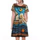 thumbnail image 1 of Easygdp Whimsical Sailboat Ocean Art para Vestido Transpirable de Mujer, Vestido Suelto de Manga Corta con Pliegues y Bolsillos para el Verano, 1 of 6