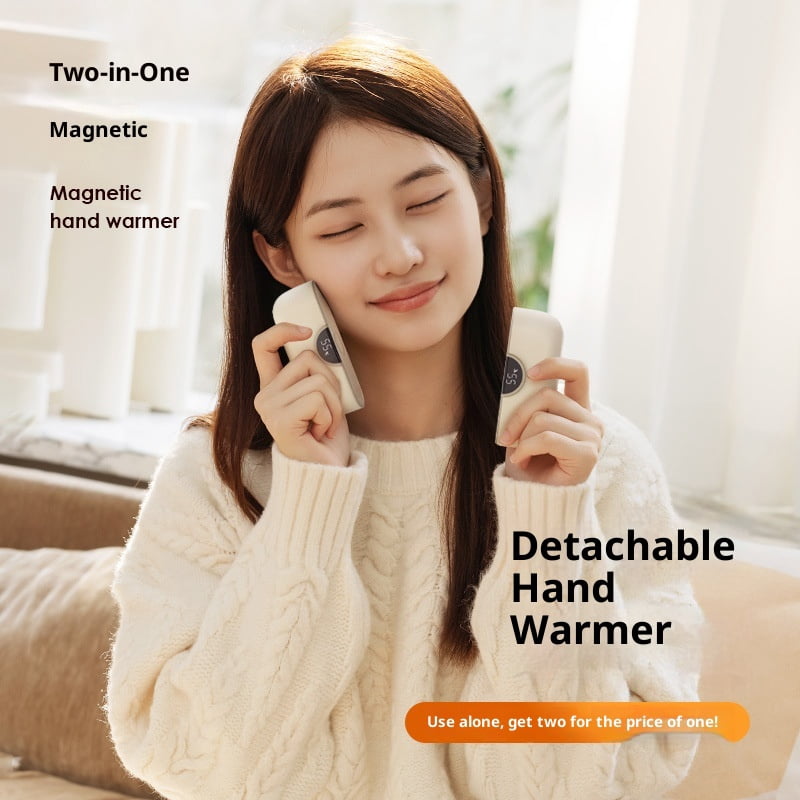 Magnetic Rechargeable Hand Warmers 6000mAh Pocket Portable Electric Hand Warmers with Power Bank Function, LED Display, 4 Heating Fast Heating Levels, Travel Essentials