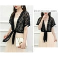 thumbnail image 3 of Municipal Sheer Shrug Tie Front Short Sleeve Lace Cropped Bolero Cardigan Floral Lace Shrug Top, 3 of 5