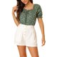 thumbnail image 5 of INSPIRAR CHIC Blusas Retro con Cuello Corazón y Mangas Raglán con Volantes Florales M Verde, 5 of 7
