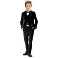 thumbnail image 3 of Visaccy Boy Suits 5 Pieces Outfit Set Boys Velvet Suit Blazer Vest Pants Formal Black Tuxedo Slim Dresswear, 3 of 5