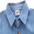 thumbnail image 6 of LYMAYTER Toddler Kids Long Sleeve Lapel Shirts Boys Solid Color Button Tops Soft Casual Spring Fall Wear 2-7Y, 6 of 8