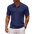 thumbnail image 2 of Yungyresw Mens Polo Shirts Short Sleeve Mesh Design Breathable Lightweight Polos Left Chest Pocket Pocket Shirt for Summer Wear, 2 of 4