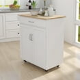 thumbnail image 2 of Kacho Kitchen Storage Sideboard And Buffet Server Cabinet, Kitchen Island Rolling Trolley Cart with Towel Rack Rubber Wood Table top, Sideboard Buffet/Dining Room/Kitchen, White, 2 of 7