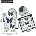 thumbnail image 6 of Butterfly and Leaves Pattern Kitchen Oven Mitt and Pot Holder Sets 4 Pcs for Baking, Cooking and Grilling, Heat Resistant Up To 392 °F, 6 of 7